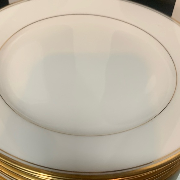 Vintage 1950s Noritake Bone White Ivory China Dessert Plates Gold Rim Set of 6 - Picture 8 of 11
